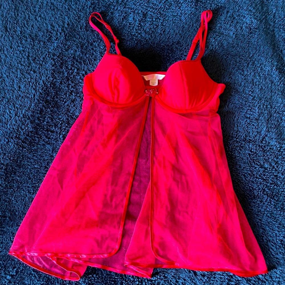 Victoria Secret Red Babydoll Sleepwear Lingerie Size 36C